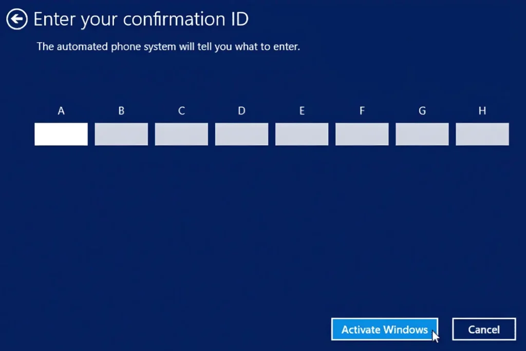 activate Windows by phone